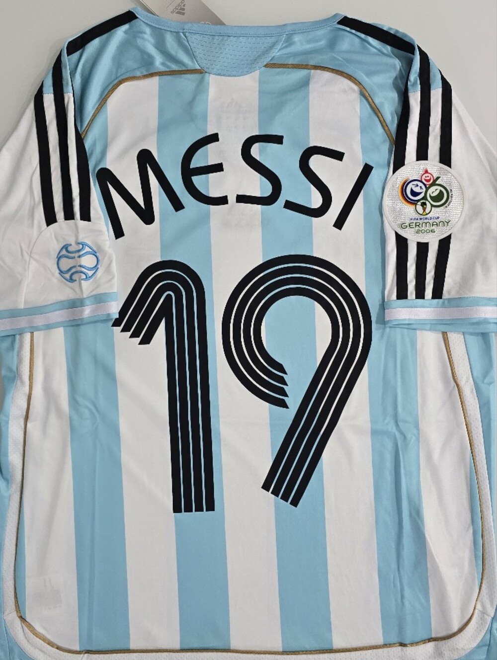 Argentina Lionel Messi #19 Soccer Jersey - Sky Blue & White